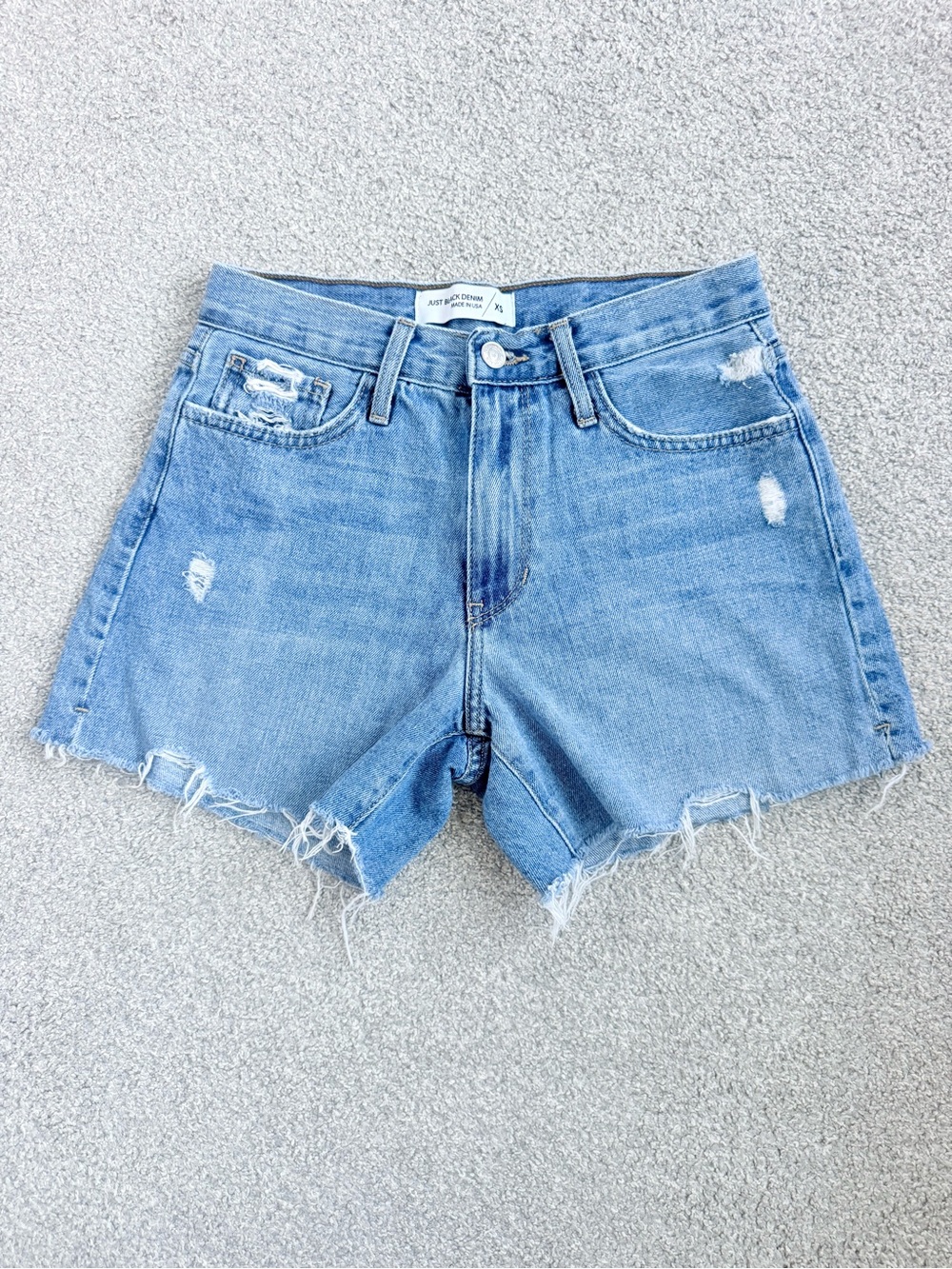 Just Black Light Blue Distressed Denim Jean Shorts